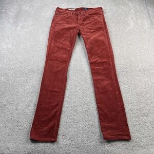 AG Adriano Goldschmied Pants Womens 26R Red Corduroy Stevie Slim Straight USA